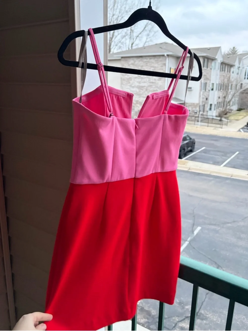🆕🌸💖BCBG New York Colorblock Pink Red Bodycon Dress Size S Mini Party Dress NWT - Picture 6 of 15